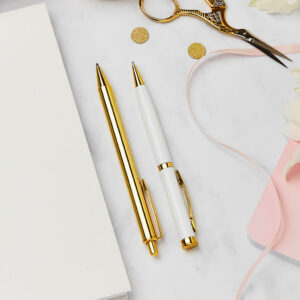 White and Gold Pen Martha Brook Stationery Accessories