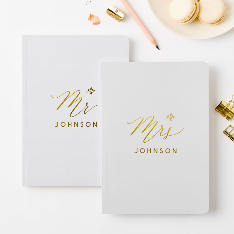 Mr and Mrs Foiled Notebook Pair