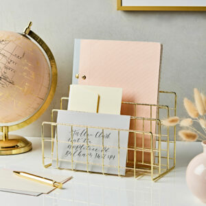 martha brook gold wire letter rack